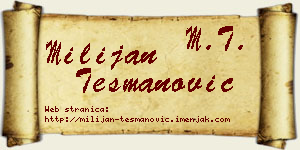 Milijan Tešmanović vizit kartica